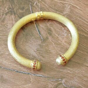 Vintage ITAOR Italy Topaz Bangle – 925 Gold Vermeil Hinged Bracelet